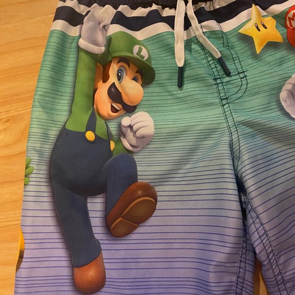Super Mario Bros Swimming Shorts Trunks Luigi Yoshi Donkey Kong Large 10-12 - Picture 3 of 6